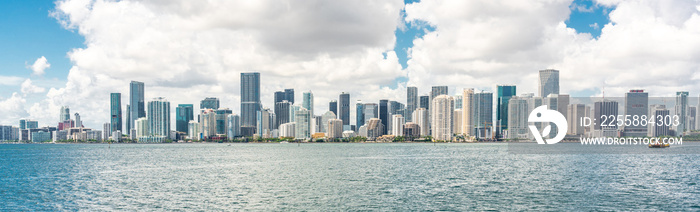 Miami Downtown skyline in daytime with Biscayne Bay