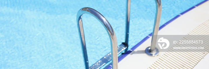 Ladder stainless handrails for descent into swimming pool safely