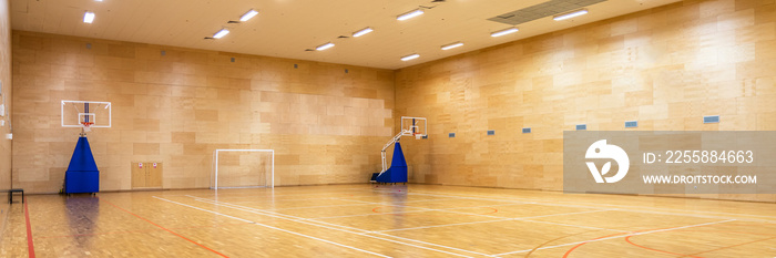 Interior of empty modern basketball or soccer indoor sport court