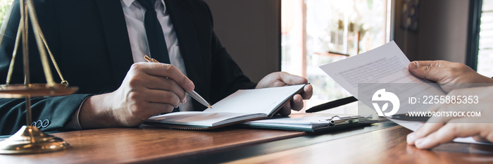 Business lawyer is currently counseling the client’s trial at the lawyer office.