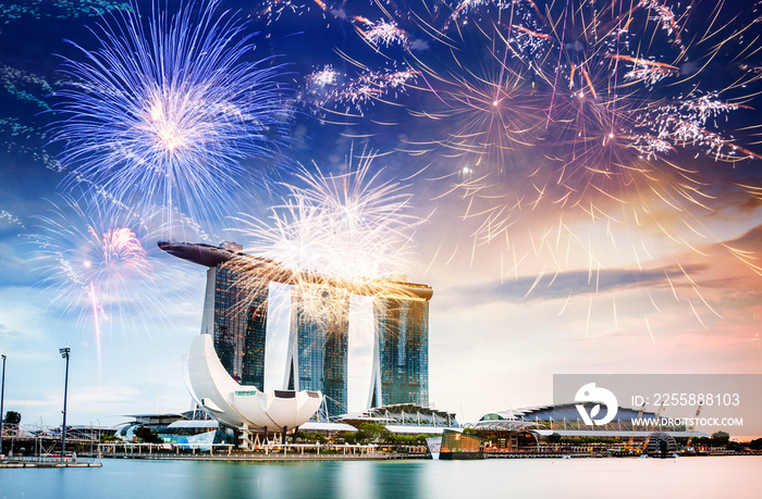 fireworks on Singapore skyline new years eve