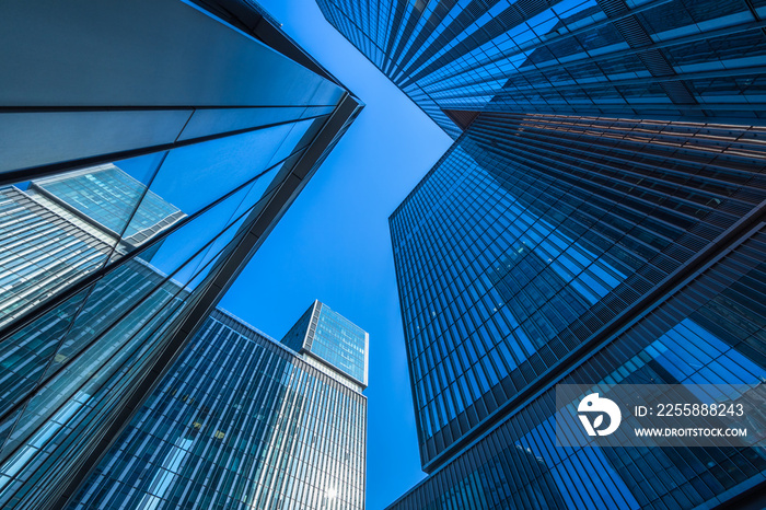 low angle view of skyscrapers in city of China.