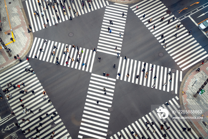 People passing the street crossing in Ginza district