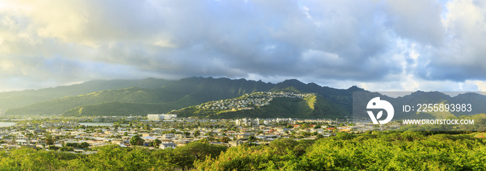 South road to Honolulu at sunset, Oahu, Hawaii