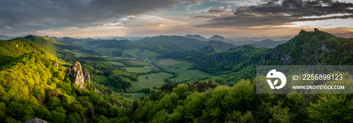 Wonderful autumn colors in Slovakia nature. Pure landscape photography of Sulov rocks during the golden hour. Sulovske skaly