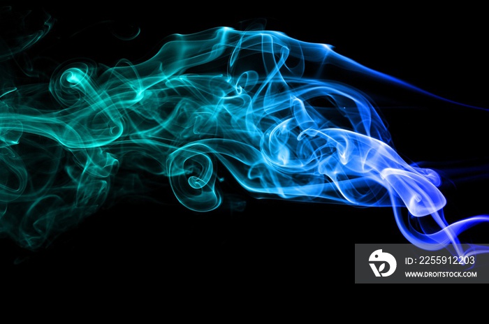 Abstract Light blue smoke on black background, Light blue background,Light blue ink on black backgro