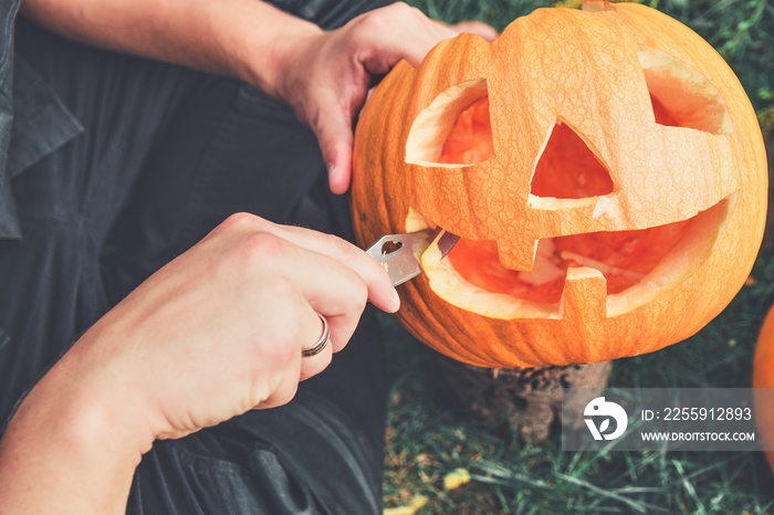 Halloween . Jack-o-Lantern. scary pumpkin with a smile