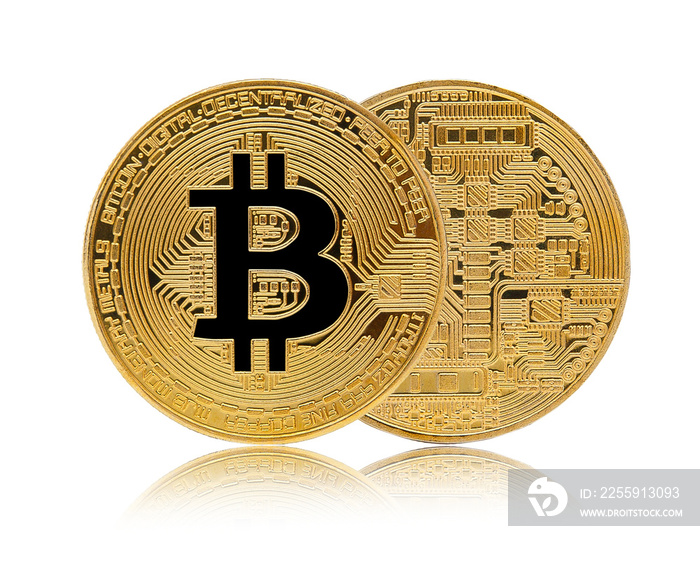 Bitcoin. Golden bitcoin isolated on white background