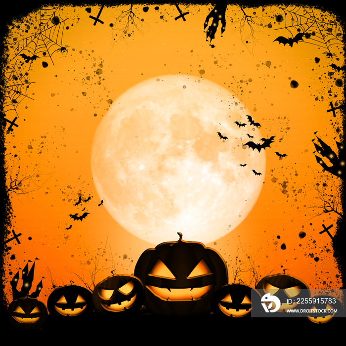 Halloween full moon night and mystery background.