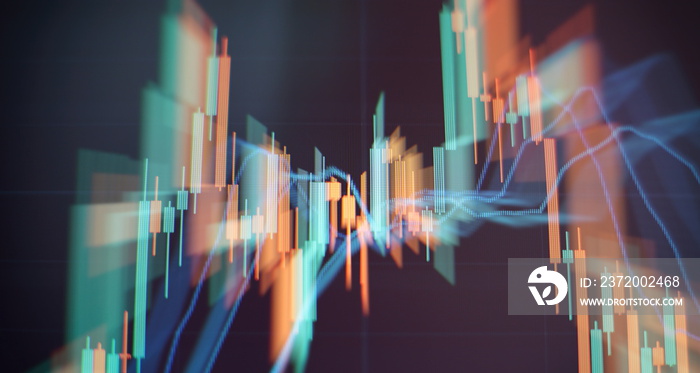 Economic graph with diagrams on the stock market, for business and financial concepts and reports.