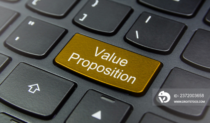 Close-up the Value Proposition button on the keyboard and have Yellow color button isolate black key