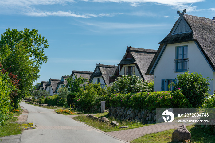 Typical north german thatched houses on the german island Poel