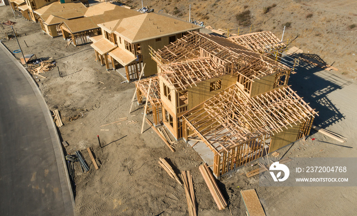 Aerial View of New Homes Construction Site