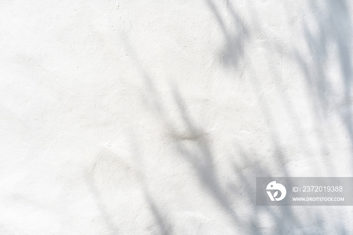 在白色水泥墙背景上留下格子的影子，带有复制空间
