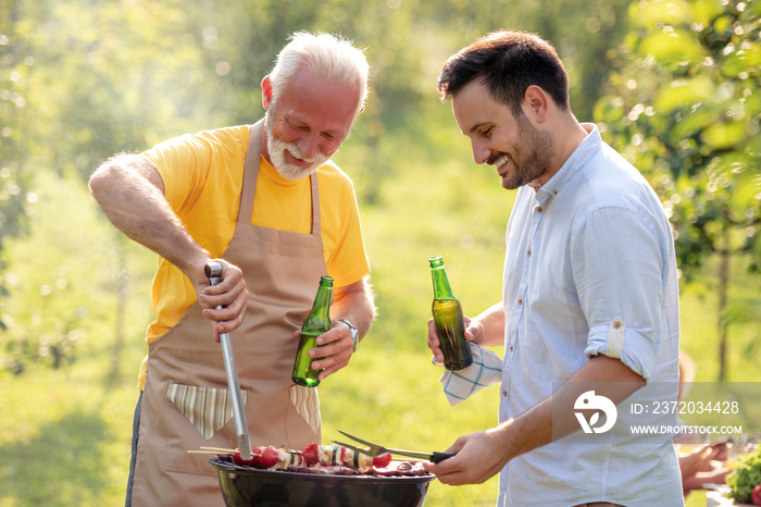 Family barbecue in garden