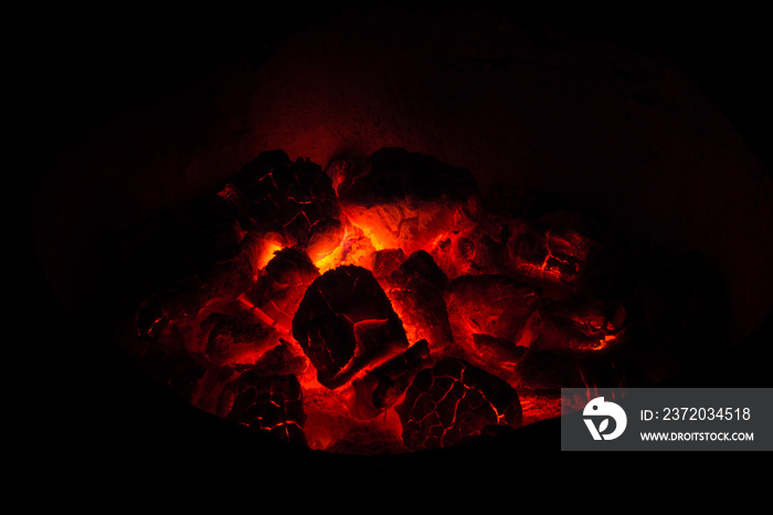 Hot coals in the fire