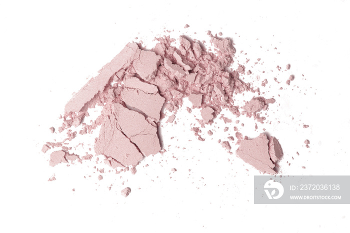 Beige cosmetic or make up powder isolated on white.