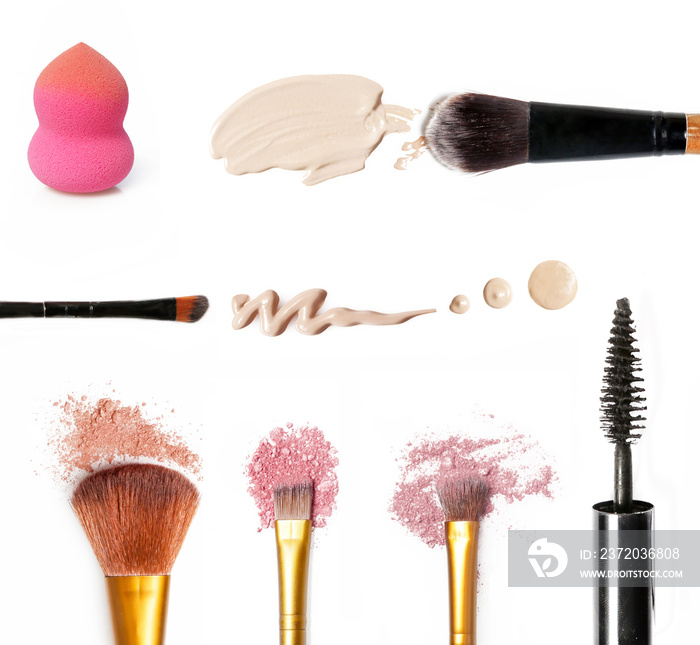 Makeup set on the white background