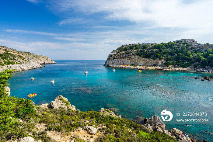 Beautiful turquoise water at Anthony Quinn Bay Rhodes Island Rodos Greece Europe