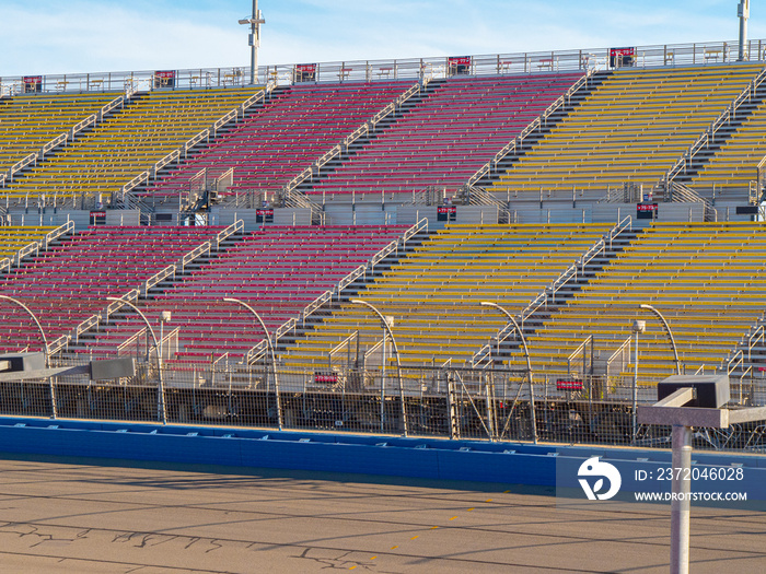 Empty Race Track Stadium Bleachers