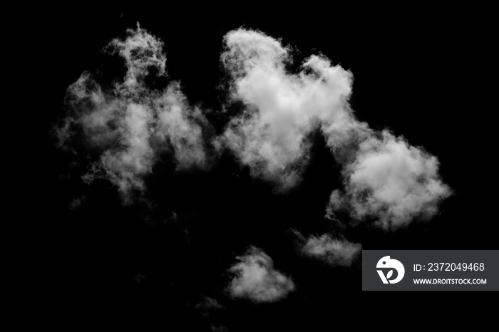 White cloud, Fluffy texture , Abstract, isolated on black background
