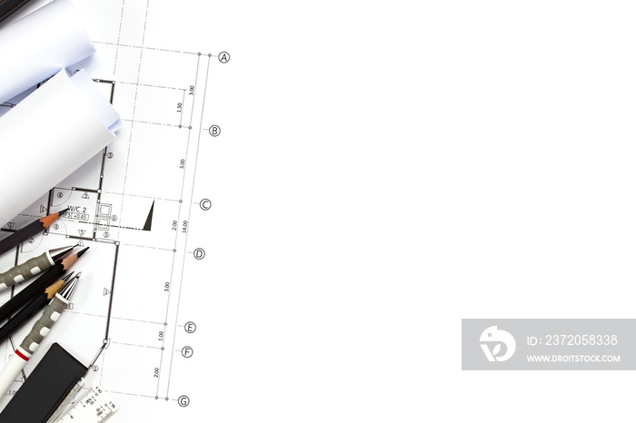 抽象工程图纸背景为空白。施工计划工具为空