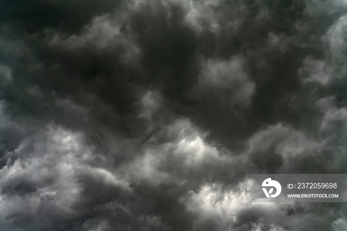 Rain clouds and black sky textured background