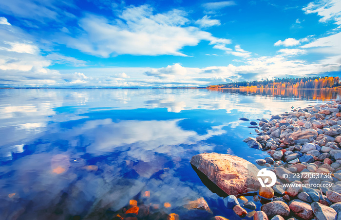 Autumn lake view from Kajaani, Finland.