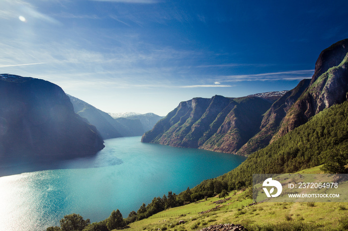 挪威的naeroyfjord/aurlandsfjord