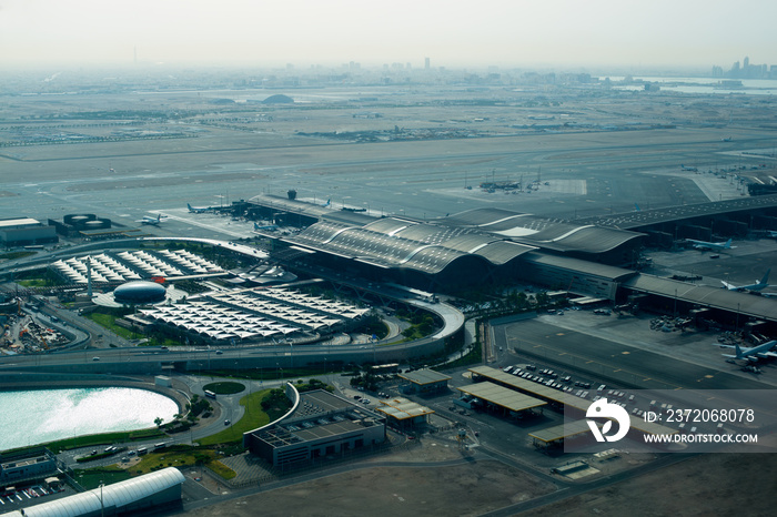 Doha airport aerial view from above