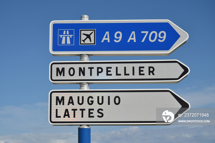 Panneaux directionnels autoroutes，montpellier，maugio，lattes（蒙彼利埃、毛焦拿铁）