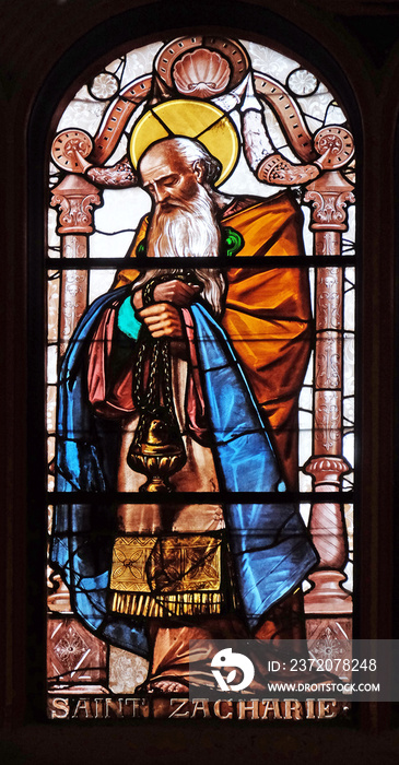 Saint-Zechariah，法国巴黎圣尤斯塔切教堂的彩色玻璃窗