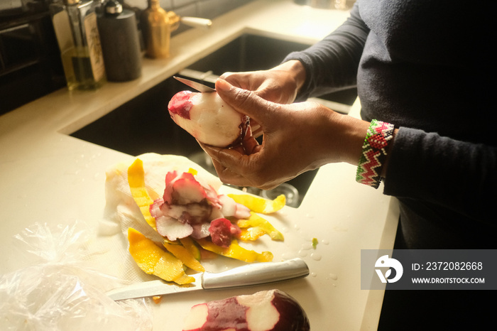 cutting fruit