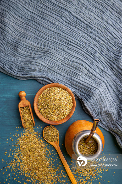 Yerba mate in a traditional calabash gourd