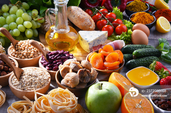 Assorted organic food products on the table