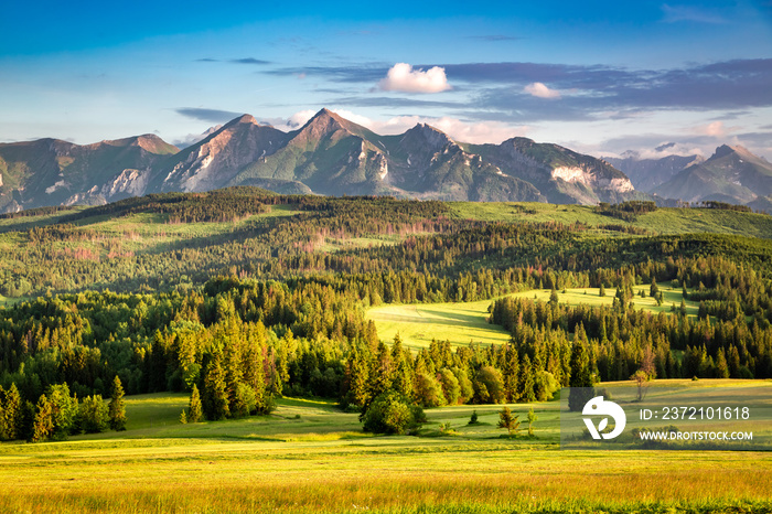 Belianske mountains in summer at sunset, Poland