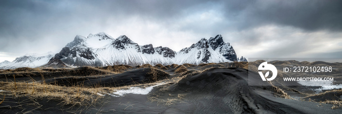 Famous Stokksness beach on Iceland - panorama