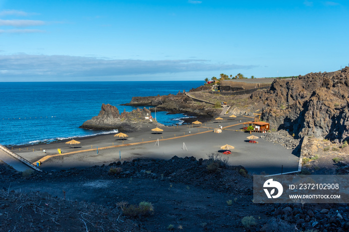 Beautiful Charco Verde beach on the island of La Palma in summer. Canary islands spain