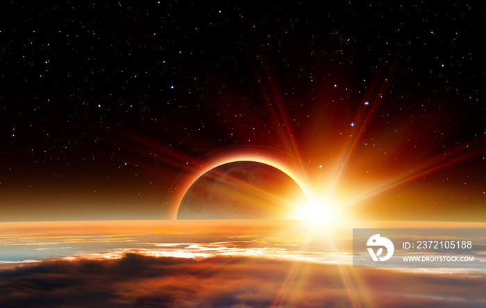 Solar Eclipse  Elements of this image furnished by NASA  