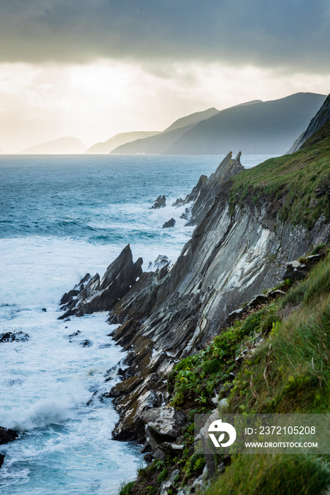 coumeenoule harbour in south west ireland on the dingle peninsula on an autumn evening near sunset, 