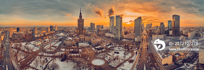 Beautiful panoramic aerial drone view on All Saints Church - Roman Catholic church located at Grzybo