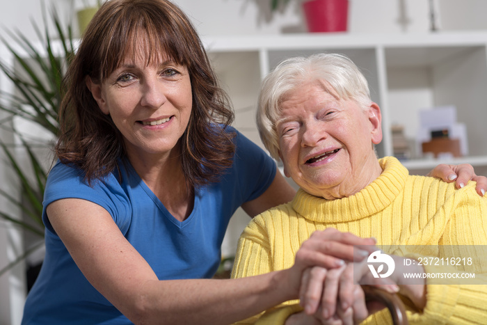 Portrait of happy grandmother with her daughter