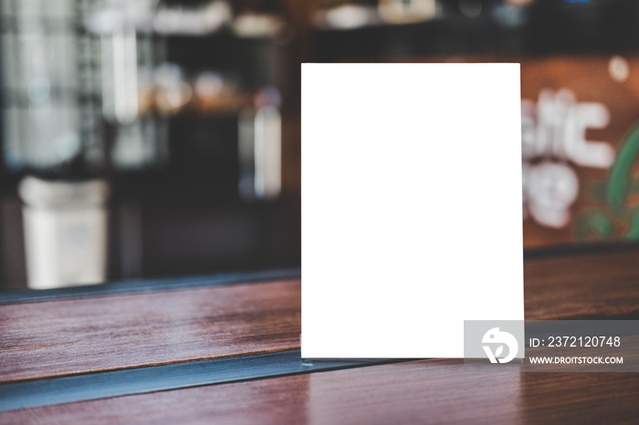 Mock up acrylic frame posters pattern template forms background, blank menu frame on table in coffee