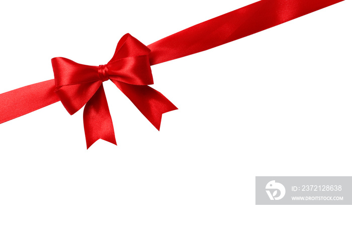 Red bow and ribbon isolated on white background. Insulation.