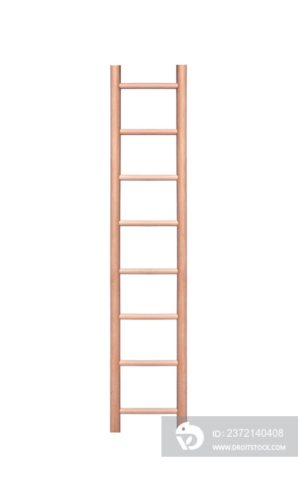 Wooden ladder isolated isolated on white background.