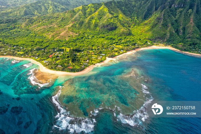 kauai napali海岸鸟瞰图