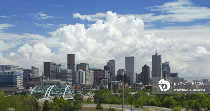 Cumulus clouds over Downtown Denver.