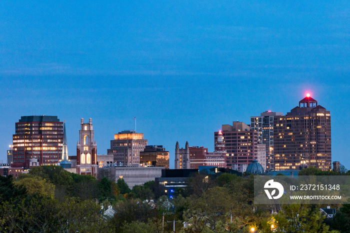 New Haven, Connecticut, USA The city skyline and Yale University.