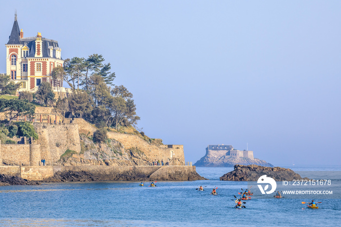 Canoeing at Dinard, Brittany, France	