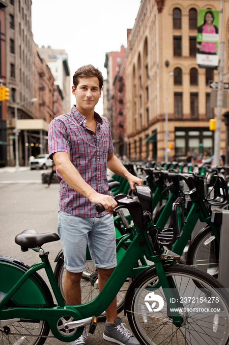 Young man with bicycle